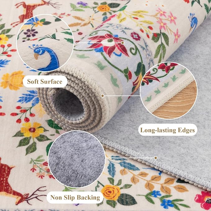 HEBE Washable Hallway Runner Rug 2'x 8' Non Slip Kitchen Rugs Runner, Low Pile - Image 3