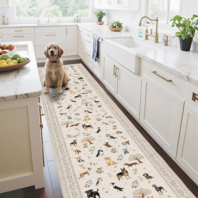 Beige Floral Hallway Runner Rug 2x6 - Image 6
