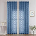 Chyhomenyc Dusty Blue Sheer Curtains 96 Inch Length 2 Panels Set, Light by Chyhomenyc