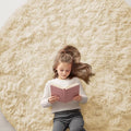 OLANLY Cream Round Rugs for Bedroom by OLANLY