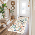 Washable 3x6 Hallway Runner Rug: Floral Scalloped Soft Runners by HYHAOYUNLAI