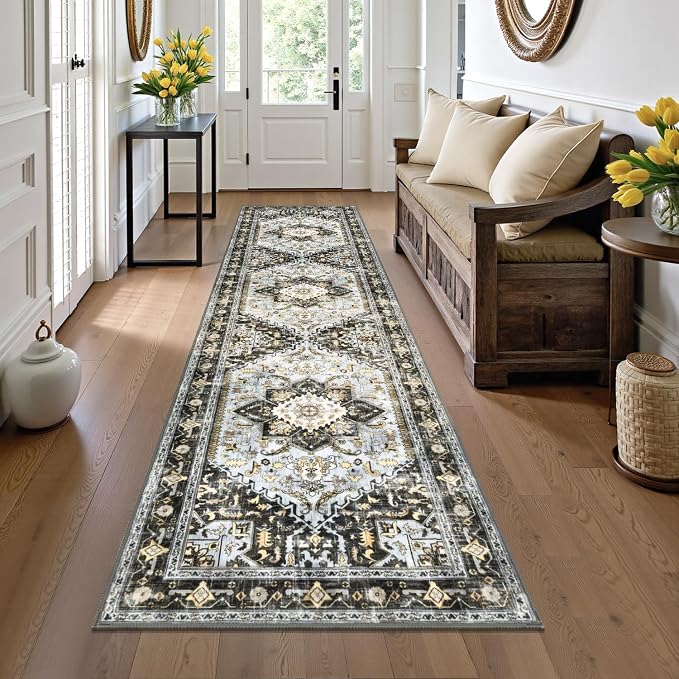 Yamaziot Washable Runner Rug, 2x8 Non-Slip Boho Vintage Hallway Rug Runner by Yamaziot