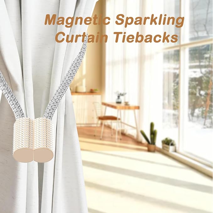 SRG Handmade Magnetic Curtain Tiebacks 2 Pack Sparkling Glass Wrapped Wooden - Image 5