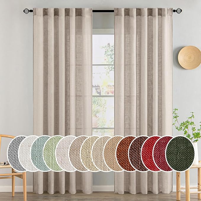 MIULEE Natural Linen Curtains 84 Inch Length 2 Panels by MIULEE