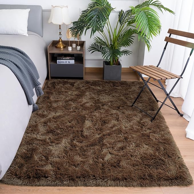 Goideal Fluffy Rug for Bedroom Living Room, 3x5 Brown Area Rugs, Faux Fur Shag - Image 2