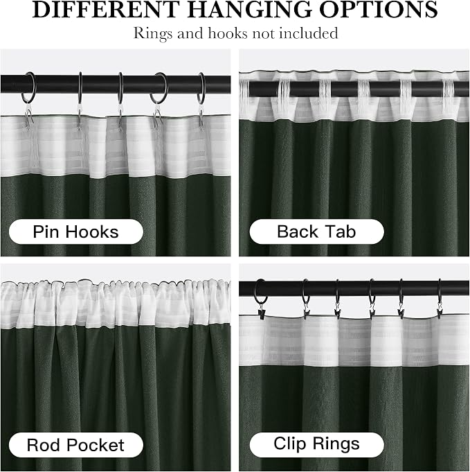 RYB HOME Elegant Green Velvet Curtains 84 inches Long, Light Blocking, Thermal - Image 2