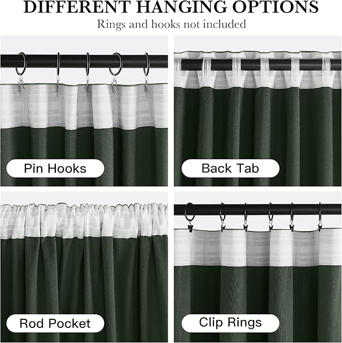 RYB HOME Elegant Green Velvet Curtains 84 inches Long, Light Blocking, Thermal - Image 2