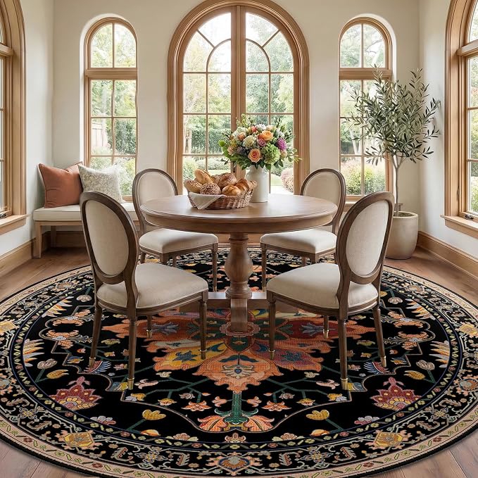 RELEANY Area Rugs 8ft Washable Non-Slip, Floral Vintage Distress Print Pattern - Image 2