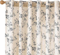 Lazzzy Farmhouse Linen Curtains Black Floral Curtains 63 Inch Length Back Tab by Lazzzy