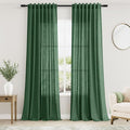 Nanspring Green Boho Curtains for Bedroom Back Tab Rod Pocket Semi Sheer Linen by Nanspring