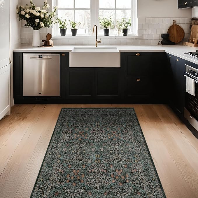 Dark Green 4x6 Washable Area Rug - Image 8