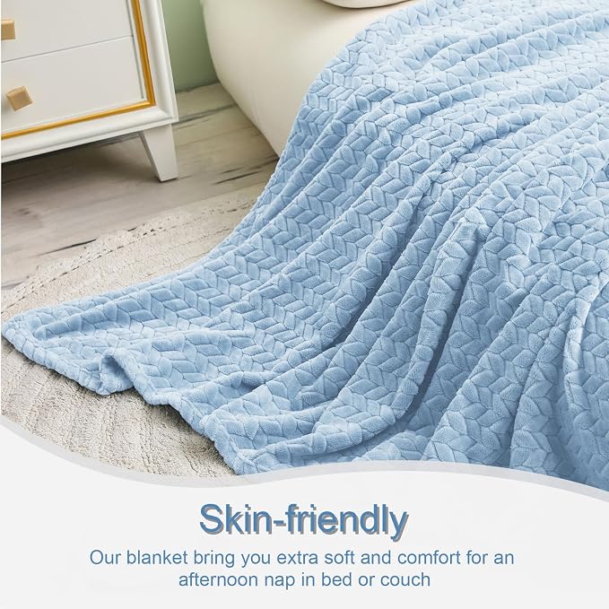 Exclusivo Mezcla Light Blue Fleece King Size Blanket - Image 7