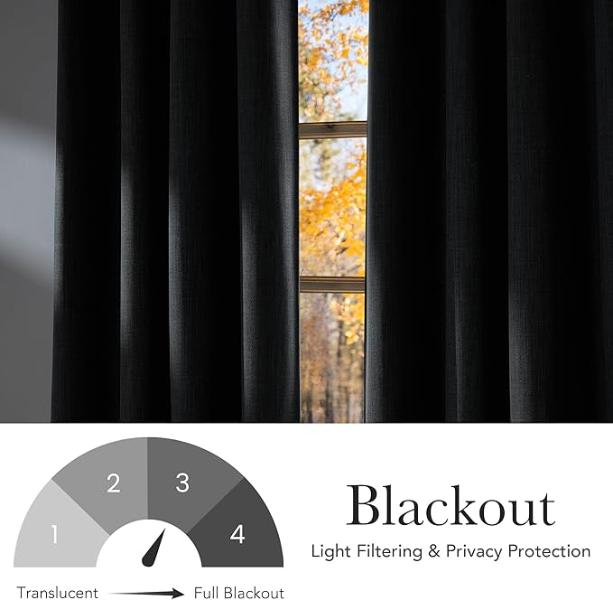 NICETOWN Short Faux Linen Charcoal Gray Blackout Curtains 63 inches Long - Image 6