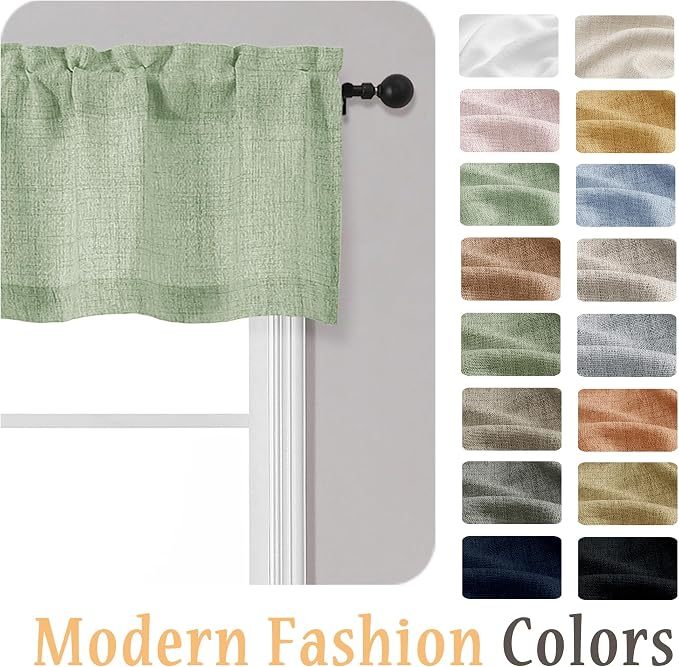 OWENIE Light Green Valances for Windows 1 Pcs, Light Filtering Textured - Image 8