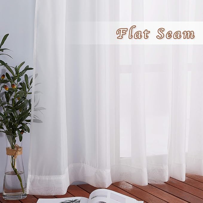 NICETOWN Living Room Sheer Curtains Extra Long 108" L, Eyelet Top Voile - Image 6