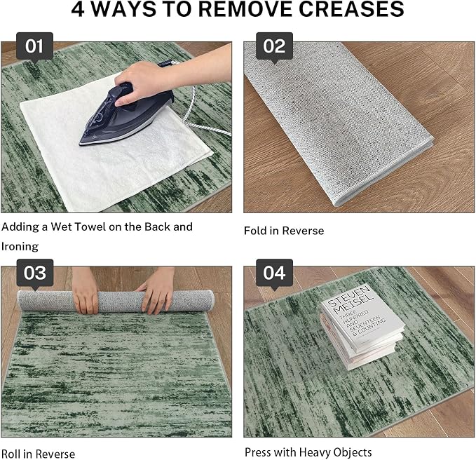 Lansny Modern Abstract Runner Rug 2x6, Forest Green Washable Kitchen Runner - Image 3