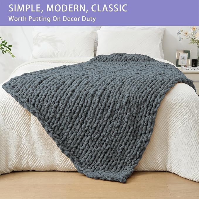 Bigacogo Chunky Knit Throw Blanket - Image 3