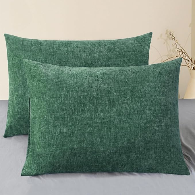 CaliTime Throw Pillow Covers Decorative 20 X 26 Inches Pack of 2 Cozy Chenille by CaliTime