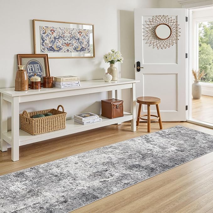 UERMEI 2X8 Washable Runner Rug for Hallway: Soft Neutral Modern Abstract Area - Image 2