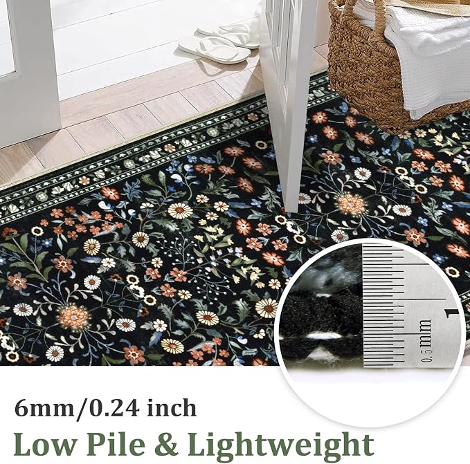 Yamaziot Washable Runner Rug 2x8 – Boho Non Slip Floral Hallway Runner Rug - Image 4