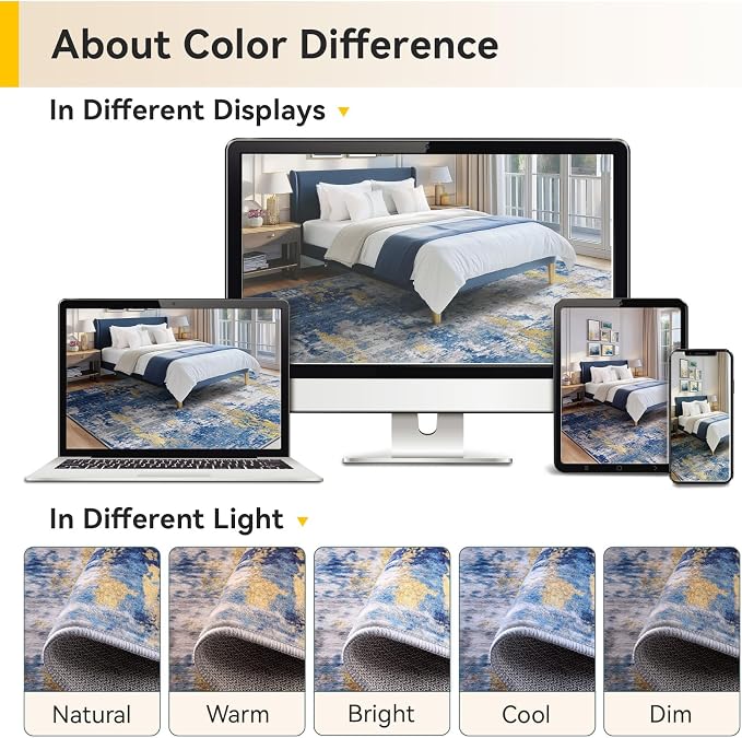 Washable Area Rugs Square 8ft Non-Slip Modern Abstract Soft - Image 6