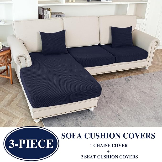 Couch Cushion Covers for Sectional Sofa L Shape Washable Separate Seat Chaise - Image 2