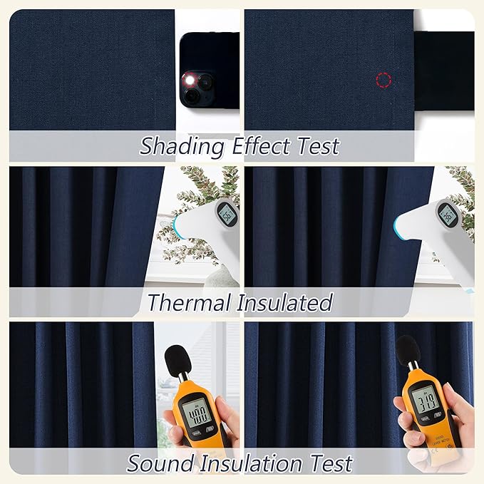 Guken Navy Blue 100% Blackout Curtains 84 Inch Length 2 Panels Set - Image 5