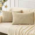 MIULEE Pack of 2 Beige Throw Pillow Covers 12x20 Inch Soft Lumbar Pillow Covers by MIULEE