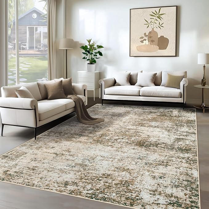 6x9 Area Rugs for Living Room, Washable Modern Abstract Large Area Rug Neutral by XLUEZ