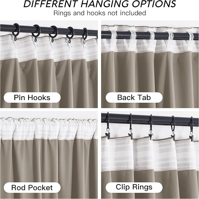 RYB HOME Taupe Velvet Curtains - Image 4