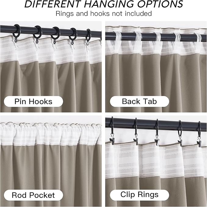 RYB HOME Taupe Velvet Curtains 84 inches Length - Image 4