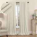 Burlap Curtains 90 Inches Long for Bedroom 2 Panel 100 Percent Blackout Linen by Pitalk