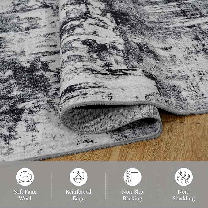 Rugflix 5x7 Area Rugs for Living Room, Washable Large Rug Stain-Resistant Low - Image 7