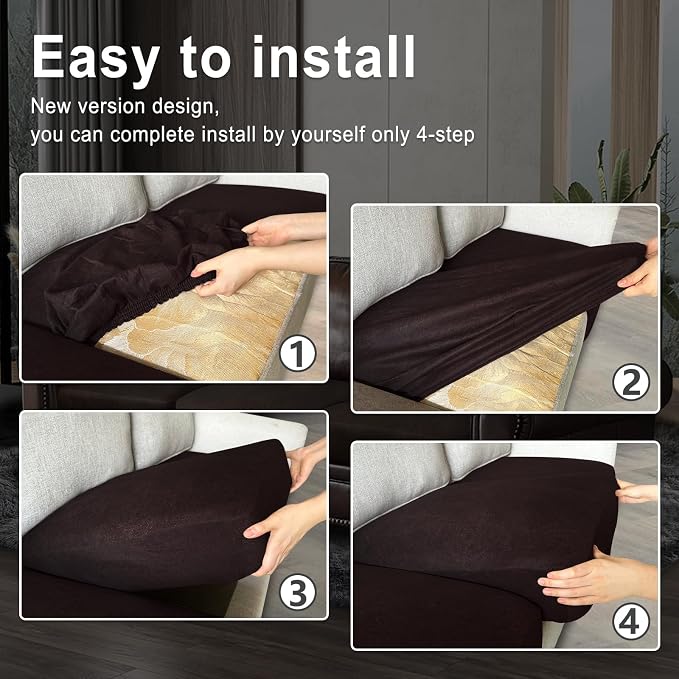 Leather Look Couch Cushion Covers Sofa Seat Slipcovers Sets Couches Furniture - Image 6