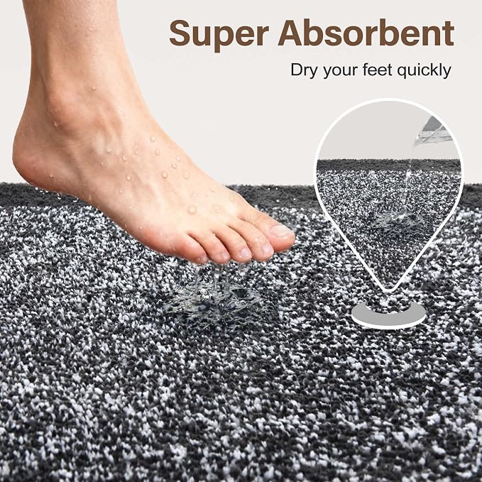 70x24 Long Bathroom Rugs Washable Non Slip, Dark Grey Bath Mat - Image 7