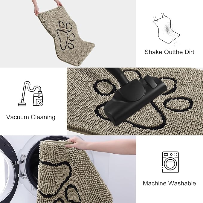 Smiry Dog Door Mat for Muddy Paws, Absorbent Dirt Trapper Non Slip Quick Dry - Image 6