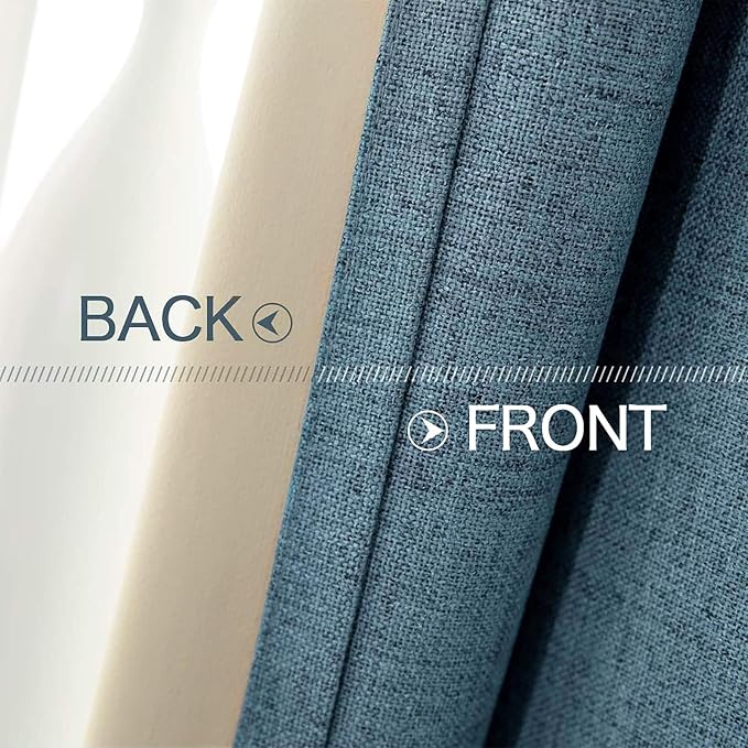 MIULEE Linen Texture Curtains for Bedroom Solid 100% Blackout Thermal Insulated - Image 6