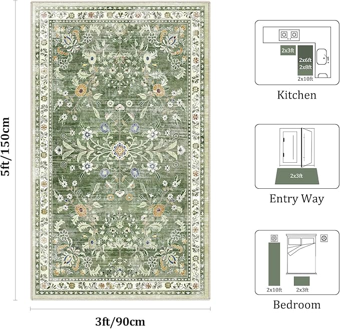 Yamaziot Washable Area Rug 3x5 – Small Non Slip Boho Area Rug - Image 2