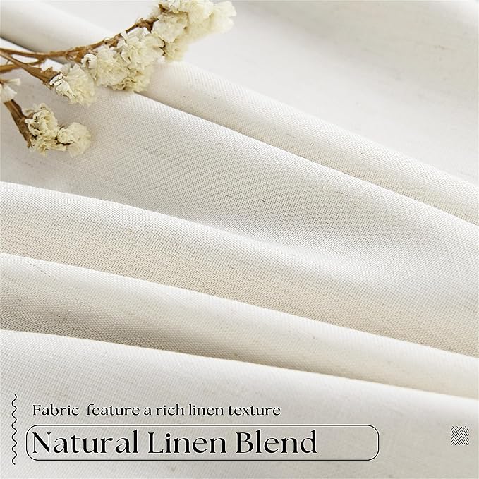 Natural Cream Linen Black Out Curtains 120 Inch Long Pinch Pleat | Room - Image 5