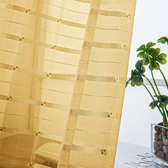 SpaceDresser Check Sheer Curtains 108 Inches Long - Image 2