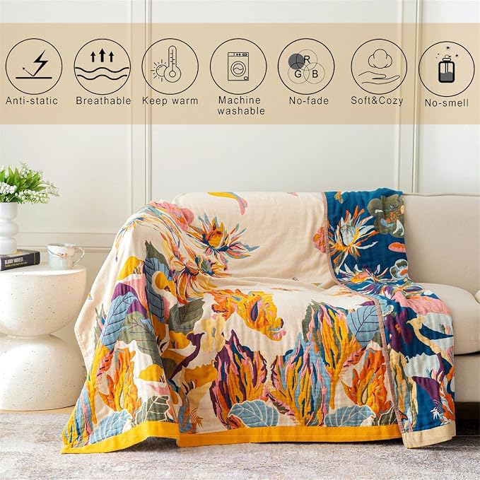 MSGKV Boho Throw Blanket 60''x80'', 100% Cotton Blanket - Image 3