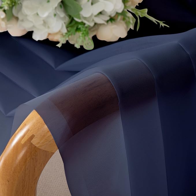 Aiyufeng Navy Blue Sheer Curtains 90 inch Length 2 Panels Set, Airy - Image 7