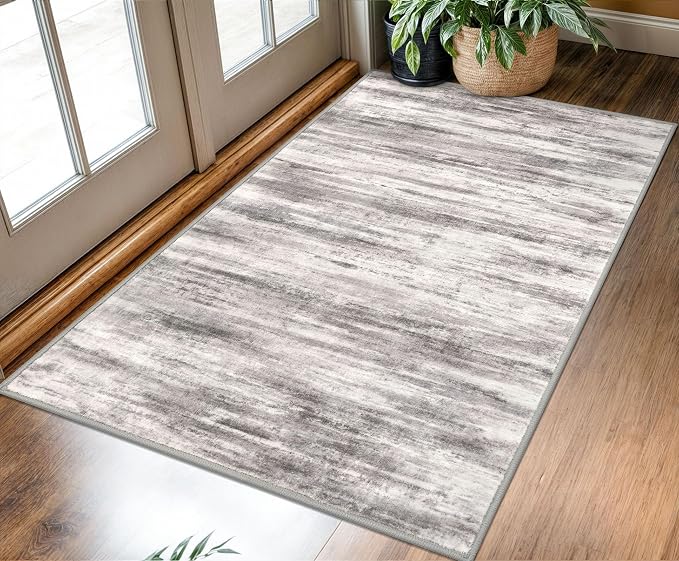 KOZYFLY Abstract Modern Washable 3x5 Area Rug Non-Slip Large Kitchen & Entryway by KOZYFLY