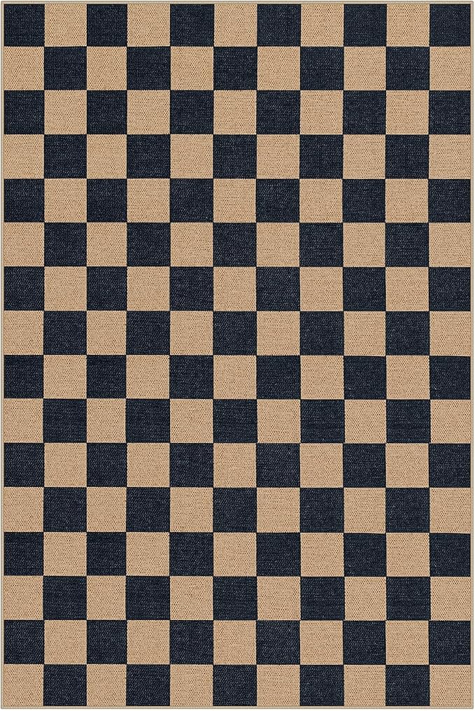 Lahome Colette Checkered Easy Jute Carpet, Washable Area Rug 6x9 Neutral - Image 8