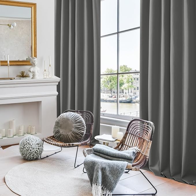 Deconovo Blackout Curtain Panels Window Draperies Rod Pocket/Back Tab Curtains - Image 4