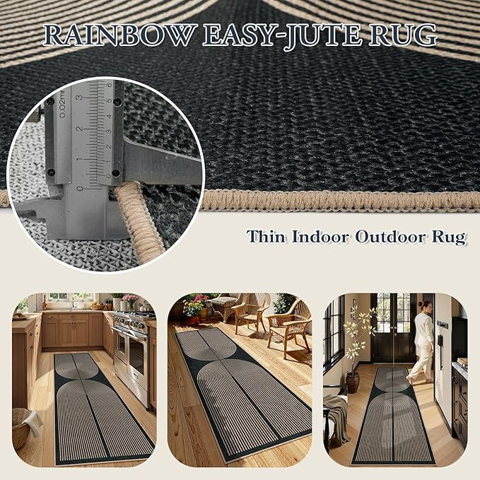 Lahome Enfys Modern Rainbow Kitchen Runner Rug, 2x8 Easy Jute Rug Runners - Image 4