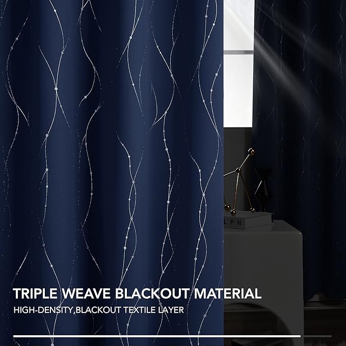 Deconovo Navy Blue Curtains, 42 x 72 Inch, Thermal Insulated Soundproof Privacy - Image 5