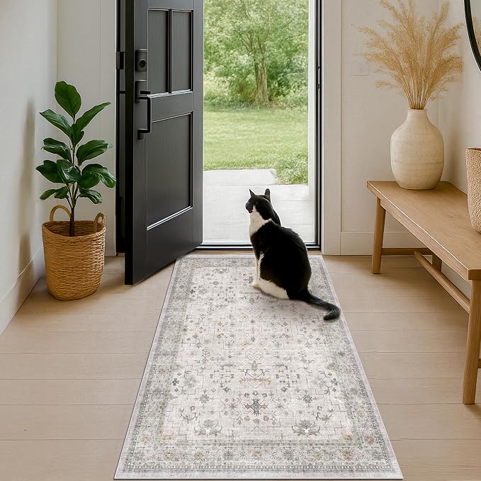 Light Grey 3x6 Large Boho Bathroom Rug - Image 6
