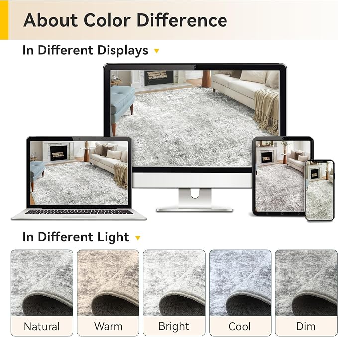 Washable Area Rugs 4'x6' Non-Slip Modern Abstract Soft - Image 9