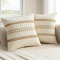 MIULEE Set of 2 Neutral Boho Decorative Pillow Covers 18x18 Inch Farmhouse by MIULEE